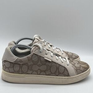 Womens Size 8.5B Coach Beige Signature Canvas Athletic Shoes Sneakers G5037